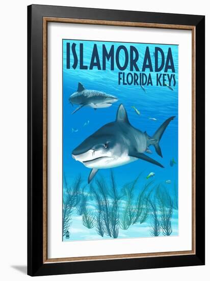 Islamorada, Florida Keys - Tiger Shark-Lantern Press-Framed Art Print