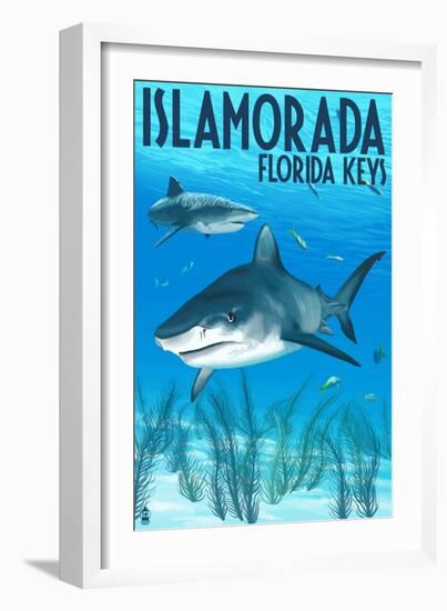 Islamorada, Florida Keys - Tiger Shark-Lantern Press-Framed Art Print