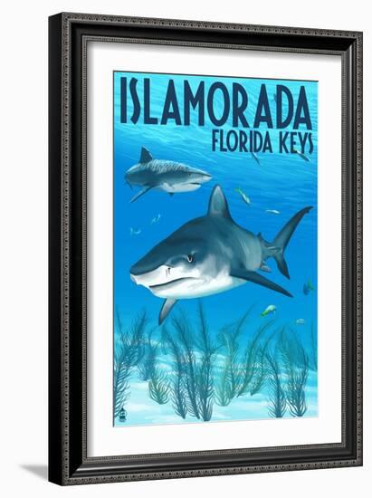 Islamorada, Florida Keys - Tiger Shark-Lantern Press-Framed Art Print