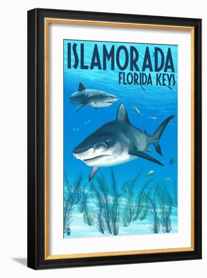 Islamorada, Florida Keys - Tiger Shark-Lantern Press-Framed Premium Giclee Print