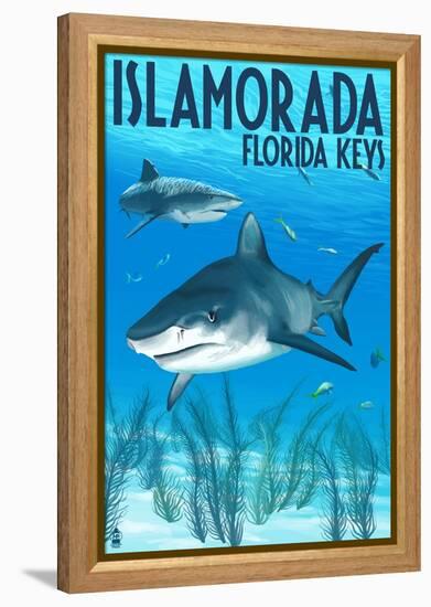 Islamorada, Florida Keys - Tiger Shark-Lantern Press-Framed Stretched Canvas