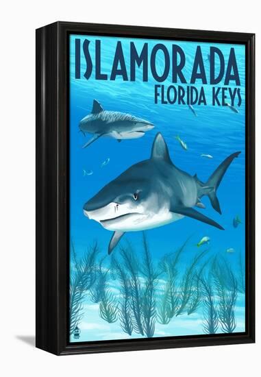 Islamorada, Florida Keys - Tiger Shark-Lantern Press-Framed Stretched Canvas