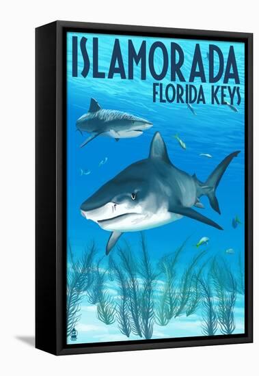 Islamorada, Florida Keys - Tiger Shark-Lantern Press-Framed Stretched Canvas