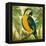 Island Birds Square on Burlap II-Julie DeRice-Framed Stretched Canvas