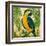 Island Birds Square on Burlap II-Julie DeRice-Framed Art Print