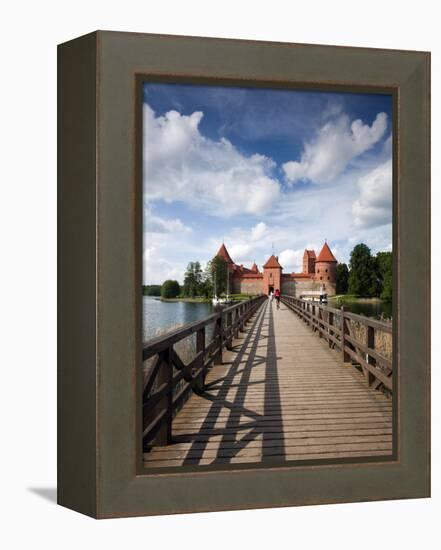 Island Castle on Lake Galve, Trakai Historical National Park, Trakai, Lithuania-Walter Bibikow-Framed Premier Image Canvas