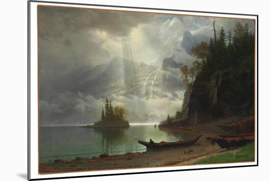 Island in the Lake (Oil on Canvas)-Albert Bierstadt-Mounted Giclee Print