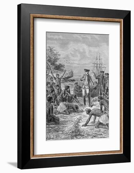 Island Natives Welcoming James Cook-Bettmann-Framed Photographic Print