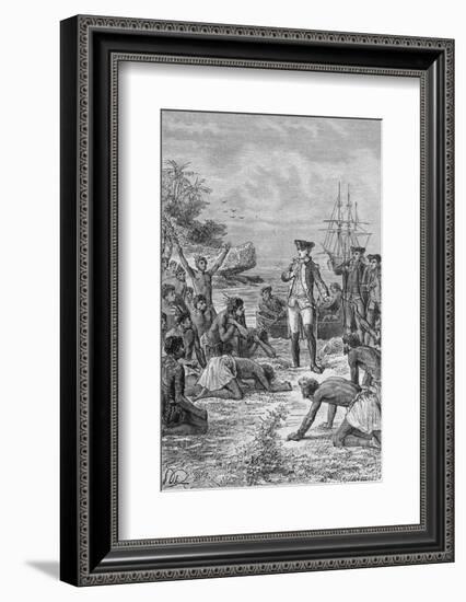 Island Natives Welcoming James Cook-Bettmann-Framed Photographic Print