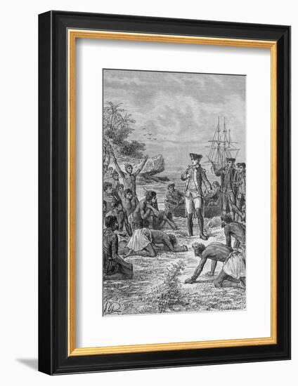 Island Natives Welcoming James Cook-Bettmann-Framed Photographic Print