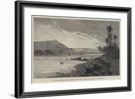 Island of Elephantine, Arabian Mountains on the Left, Assouan on the Right-Charles Auguste Loye-Framed Giclee Print