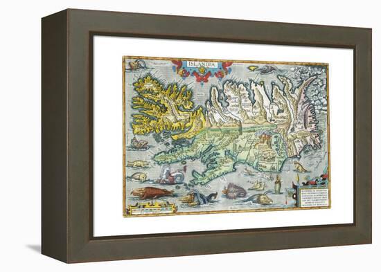 Islandia 16th-Century Map of Iceland-null-Framed Premier Image Canvas