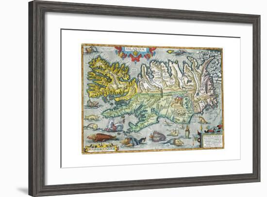 Islandia 16th-Century Map of Iceland-null-Framed Giclee Print