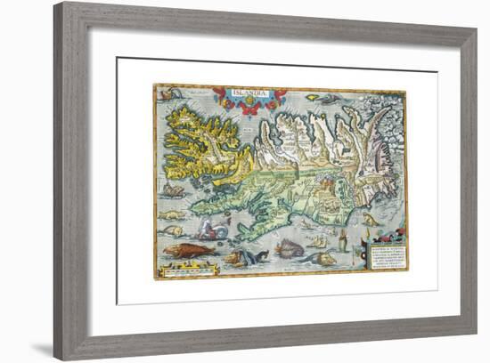 Islandia 16th-Century Map of Iceland-null-Framed Giclee Print