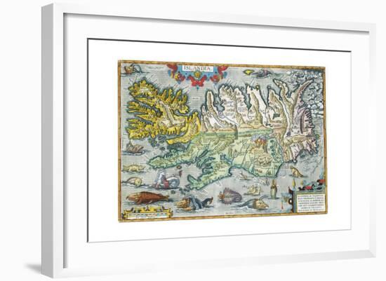 Islandia 16th-Century Map of Iceland-null-Framed Giclee Print