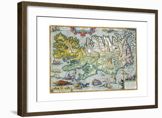 Islandia 16th-Century Map of Iceland-null-Framed Giclee Print