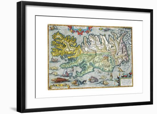 Islandia 16th-Century Map of Iceland-null-Framed Giclee Print