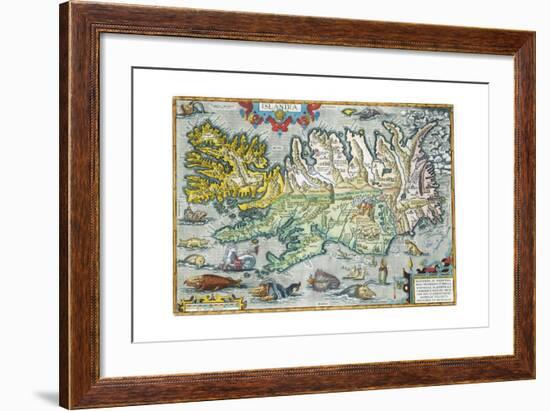 Islandia 16th-Century Map of Iceland-null-Framed Giclee Print