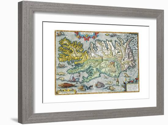 Islandia 16th-Century Map of Iceland-null-Framed Giclee Print