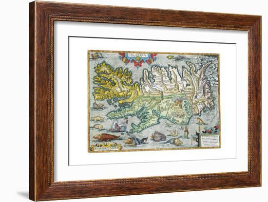 Islandia 16th-Century Map of Iceland-null-Framed Giclee Print