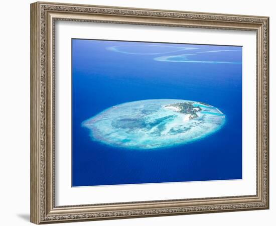 Islands Aerial View, Beautiful Blue Sea around Maldives Islands, Beauty of Nature, Exotic Tourism,-Anna Omelchenko-Framed Photographic Print