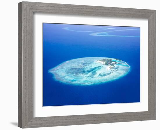 Islands Aerial View, Beautiful Blue Sea around Maldives Islands, Beauty of Nature, Exotic Tourism,-Anna Omelchenko-Framed Photographic Print