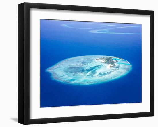 Islands Aerial View, Beautiful Blue Sea around Maldives Islands, Beauty of Nature, Exotic Tourism,-Anna Omelchenko-Framed Photographic Print