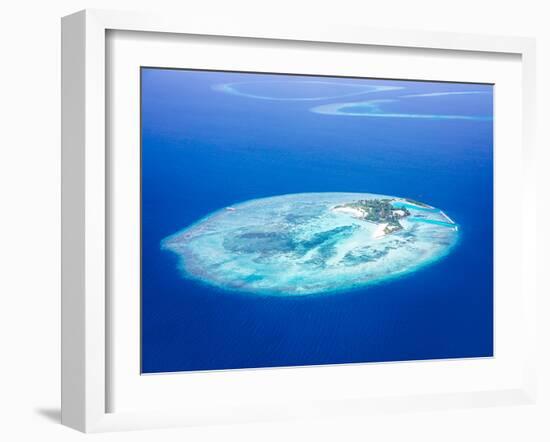 Islands Aerial View, Beautiful Blue Sea around Maldives Islands, Beauty of Nature, Exotic Tourism,-Anna Omelchenko-Framed Photographic Print