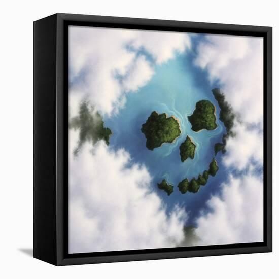 Islands Framed by Clouds Forming a Skull-null-Framed Stretched Canvas