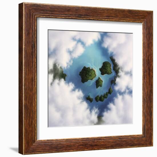 Islands Framed by Clouds Forming a Skull-null-Framed Art Print