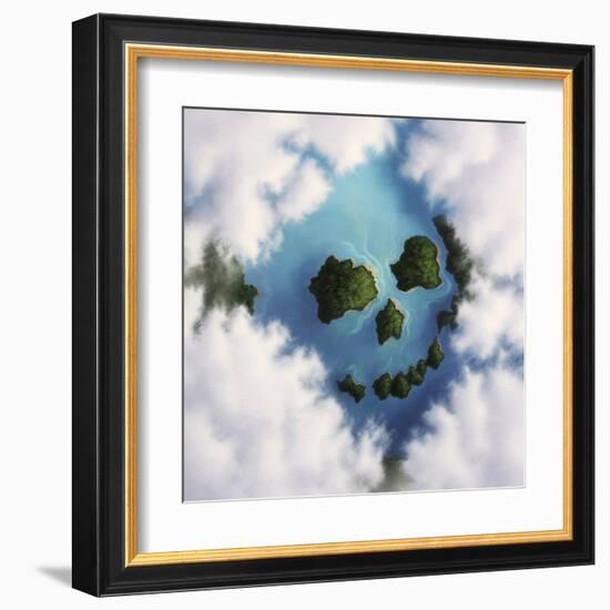 Islands Framed by Clouds Forming a Skull-null-Framed Art Print