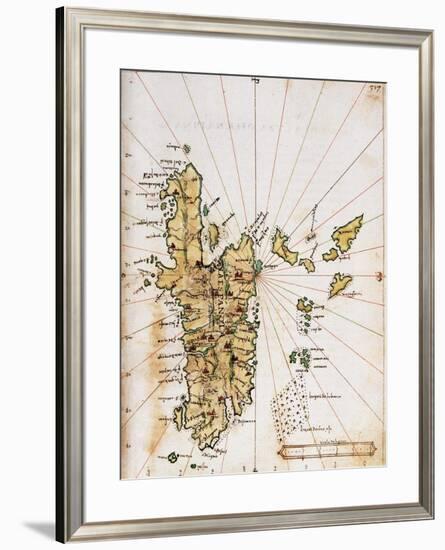 Islario de Santa Cruz: Mapa de La Isla La Española-Alonso de Santa Cruz-Framed Giclee Print