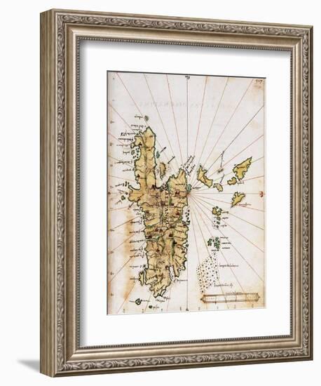 Islario de Santa Cruz: Mapa de La Isla La Española-Alonso de Santa Cruz-Framed Giclee Print