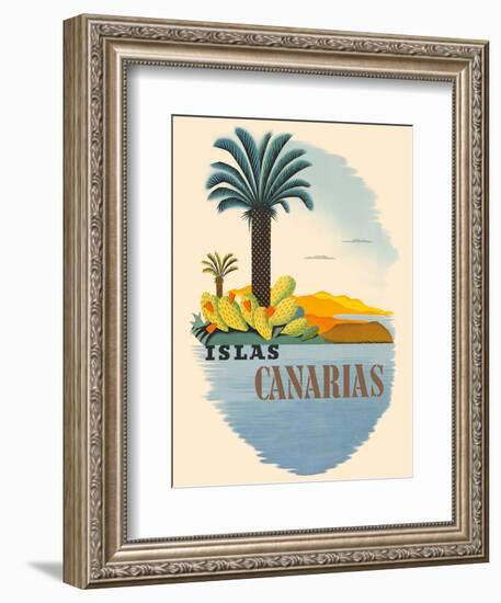 Islas Canarias (Canary Islands) - Palm Trees and Cactus-Pacifica Island Art-Framed Art Print