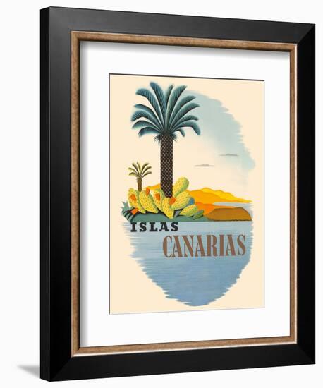 Islas Canarias (Canary Islands) - Palm Trees and Cactus-Pacifica Island Art-Framed Art Print