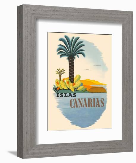 Islas Canarias (Canary Islands) - Palm Trees and Cactus-Pacifica Island Art-Framed Art Print