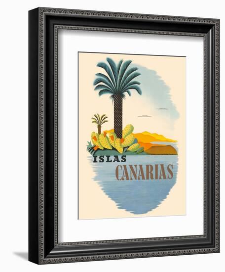 Islas Canarias (Canary Islands) - Palm Trees and Cactus-Pacifica Island Art-Framed Art Print