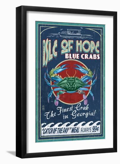 Isle of Hope, Georgia - Blue Crabs-Lantern Press-Framed Art Print