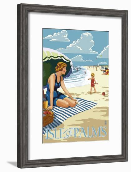 Isle of Palms, South Carolina - Beach Scene-Lantern Press-Framed Art Print