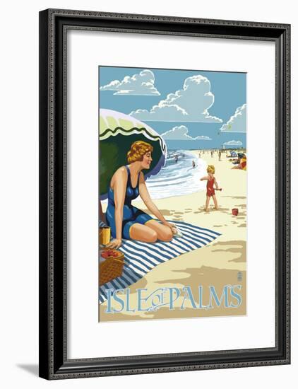 Isle of Palms, South Carolina - Beach Scene-Lantern Press-Framed Art Print