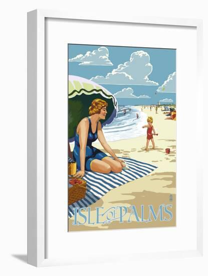 Isle of Palms, South Carolina - Beach Scene-Lantern Press-Framed Art Print