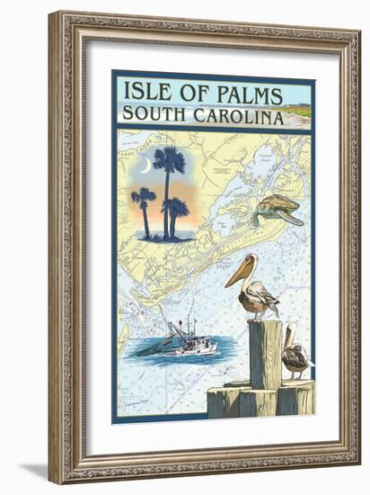 Isle of Palms, South Carolina - Nautical Chart-Lantern Press-Framed Art Print