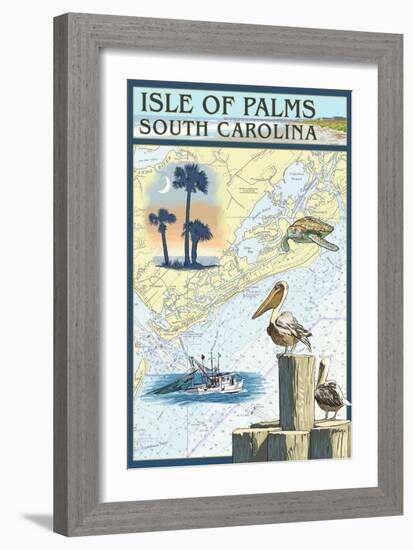 Isle of Palms, South Carolina - Nautical Chart-Lantern Press-Framed Art Print