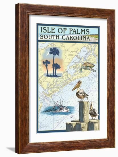 Isle of Palms, South Carolina - Nautical Chart-Lantern Press-Framed Art Print