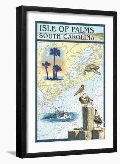 Isle of Palms, South Carolina - Nautical Chart-Lantern Press-Framed Art Print