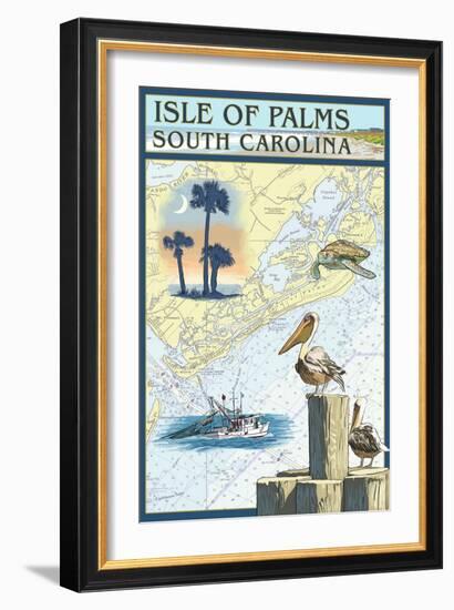 Isle of Palms, South Carolina - Nautical Chart-Lantern Press-Framed Art Print