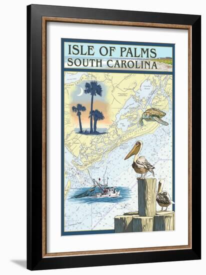 Isle of Palms, South Carolina - Nautical Chart-Lantern Press-Framed Premium Giclee Print