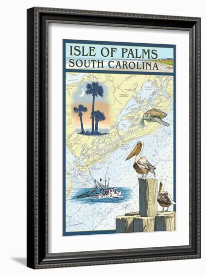 Isle of Palms, South Carolina - Nautical Chart-Lantern Press-Framed Premium Giclee Print