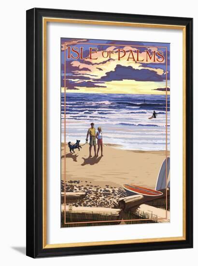 Isle of Palms, South Carolina - Sunset Beach Scene-Lantern Press-Framed Art Print