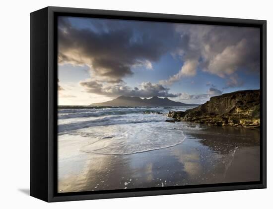 Isle of Rum from Singing Sands, Isle of Eigg, Inner Hebrides, Scotland, UK-Lee Frost-Framed Premier Image Canvas